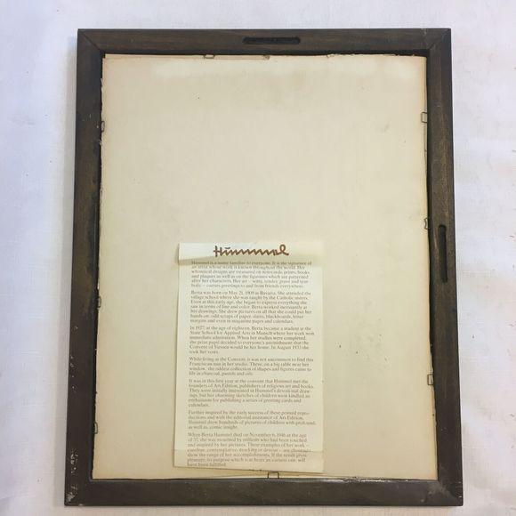 B Hummel Print Telling Her Secret Two Girls Ars Sacra Green Matte & Wood Framed - Picture 2 of 8